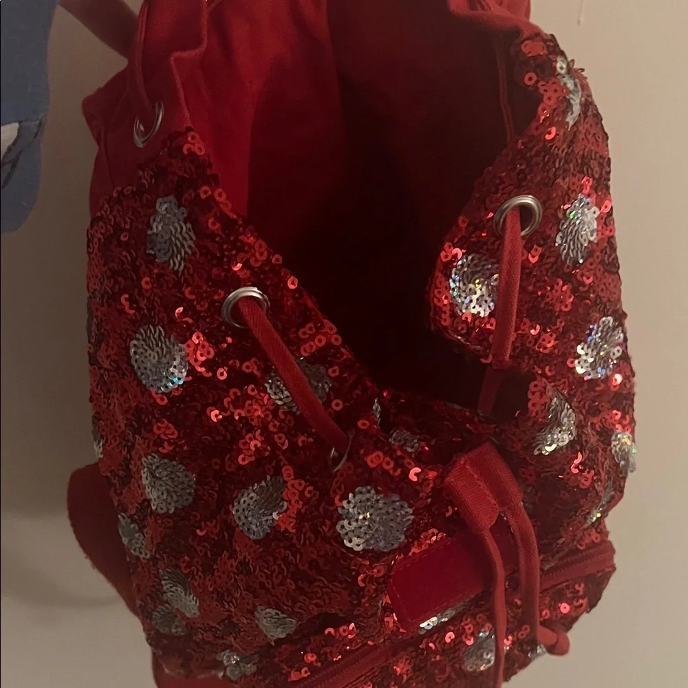 Disney Red and Silver Sequin Backpack